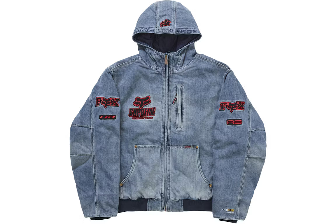 シュプリーム フォックス レーシング フーデッド ワーク ジャケット デニム